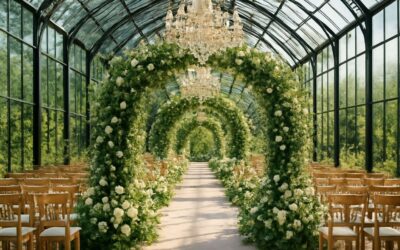 Enchanting vows at a wedding venue with glass house where light meets love.
